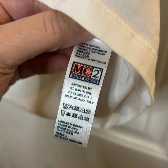 EUC MC2 SAINT BARTH T-shirt in white embroidered apres office women’s size M - Picture 7 of 9